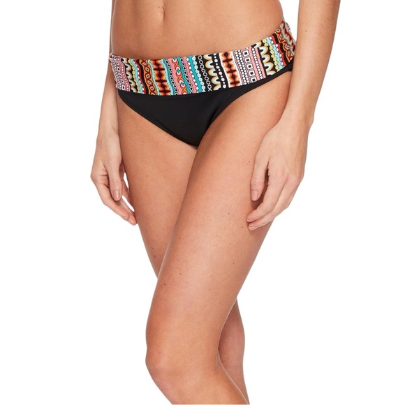 Jantzen Standard Geo Multi Stripe Shirred Waist Bikini Bottoms - Picture 2 of 4